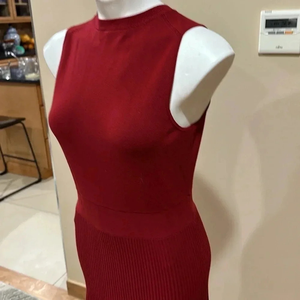 Banana Republic factory PLEATED MIDI SWEATER DRESSVine red color - Picture 4 of 10
